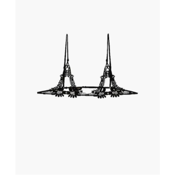 Kiki De Montparnass Elegant Black Lace Ouvert Bra Black Nwt - Picture 2 of 3